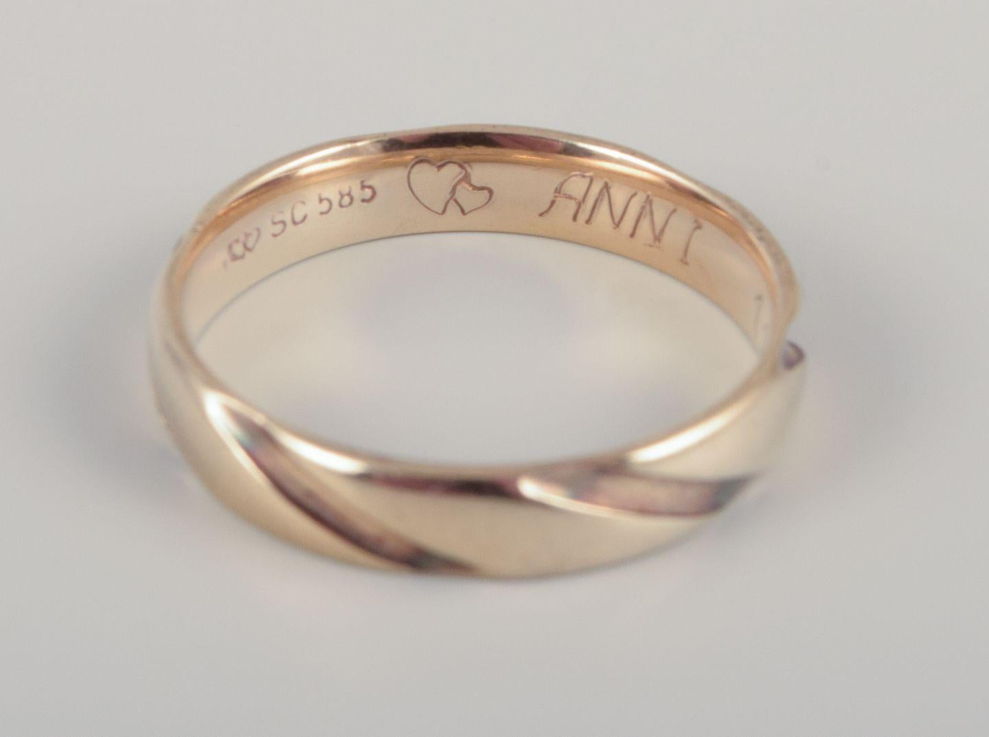 Orfebre danés. Anillo de oro de 14 quilates. Sello SC 585. en Excelente estado para la venta en bronshoj, DK