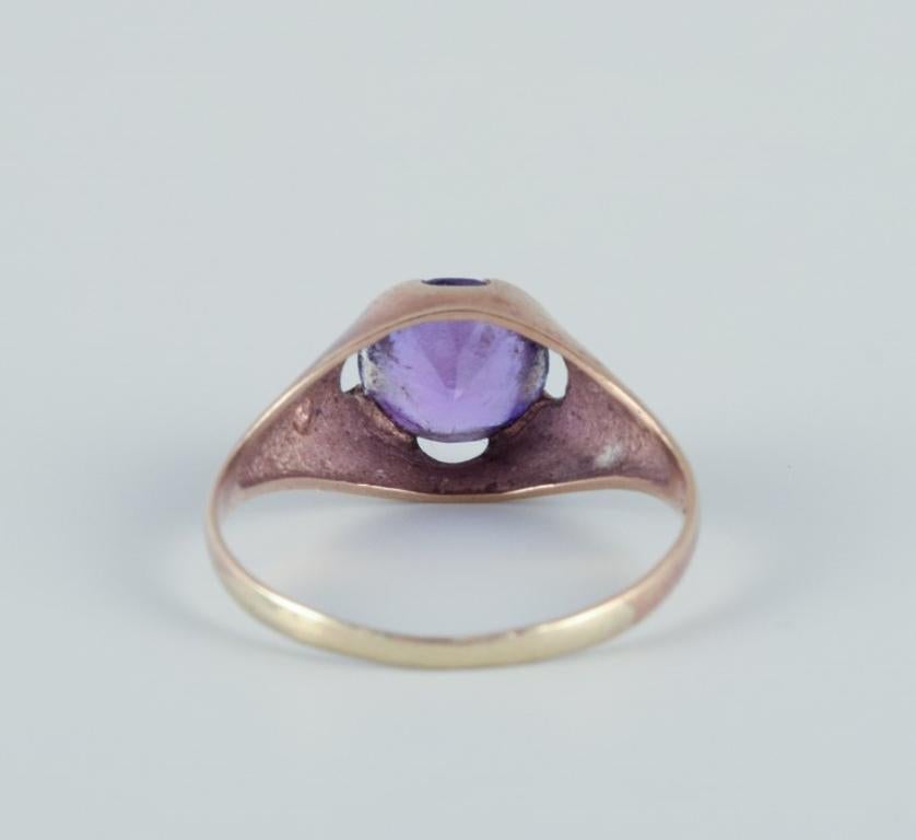 Danish goldsmith, 14 karat gold ring with light violet semi-precious gemstone. For Sale 1