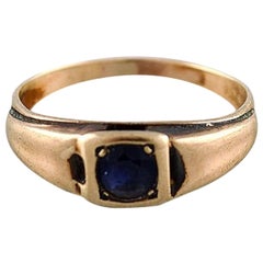Danish Goldsmith, Art Deco Gold Ring with Beautiful Bluish Semi Precious Stone