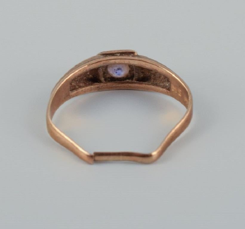 Women's Danish goldsmith. Gold ring with purple semi-precious stone in Art Deco style For Sale