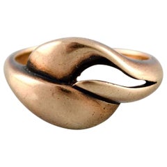 Danish Goldsmith, Modernist Gold Ring, 1940s-1950s