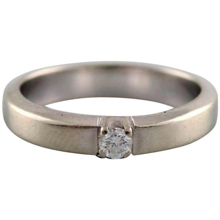 Danish Goldsmith, Ring in 14 Carat White Gold with a Brilliant of 0.10 ...