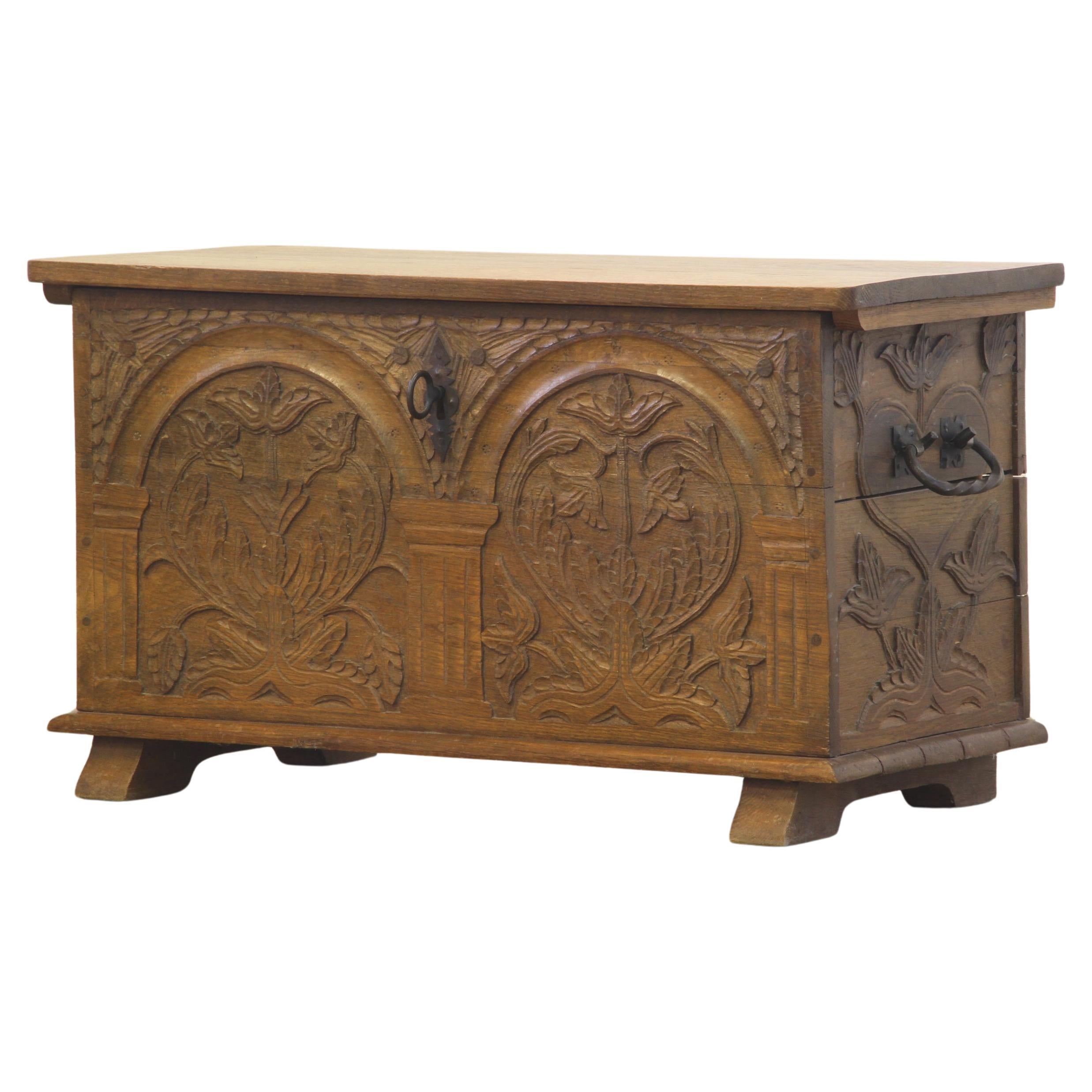 Danish Gothic Chest, Decorated Floral and Church style