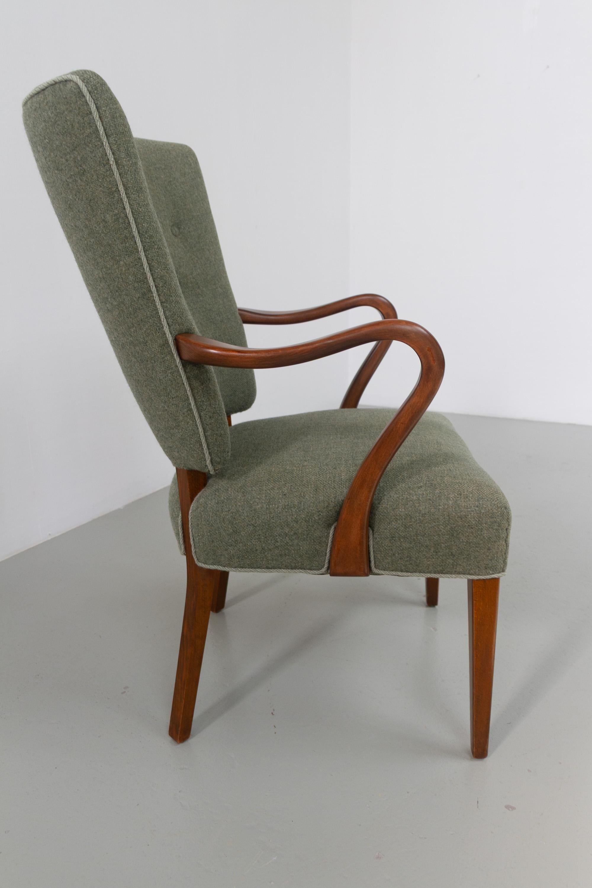 Mid-Century Modern Fauteuil danois en vert par Alfred Christensen pour Slagelse Møbelværk, années 1940. en vente
