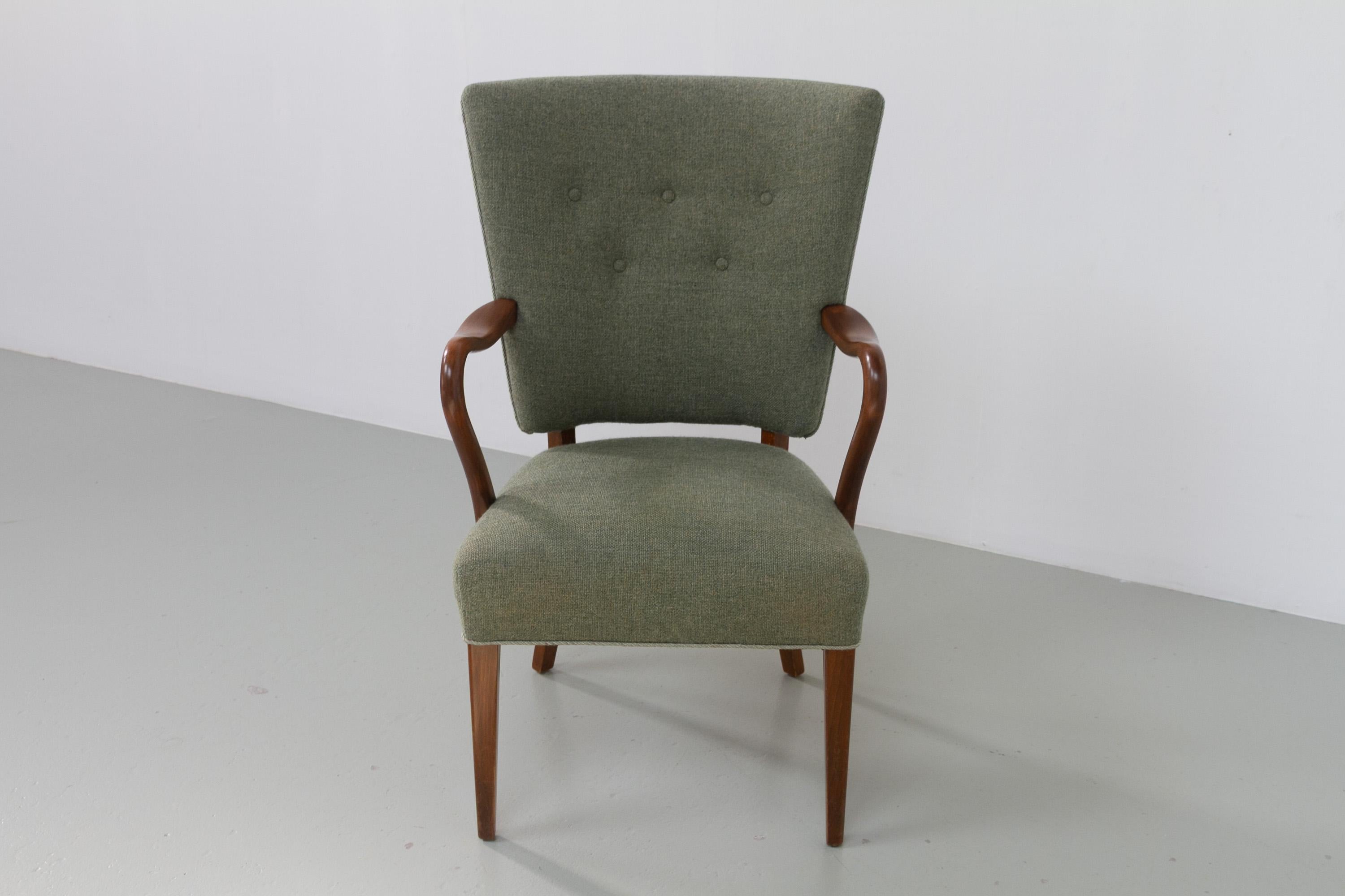 Laine Fauteuil danois en vert par Alfred Christensen pour Slagelse Møbelværk, années 1940. en vente