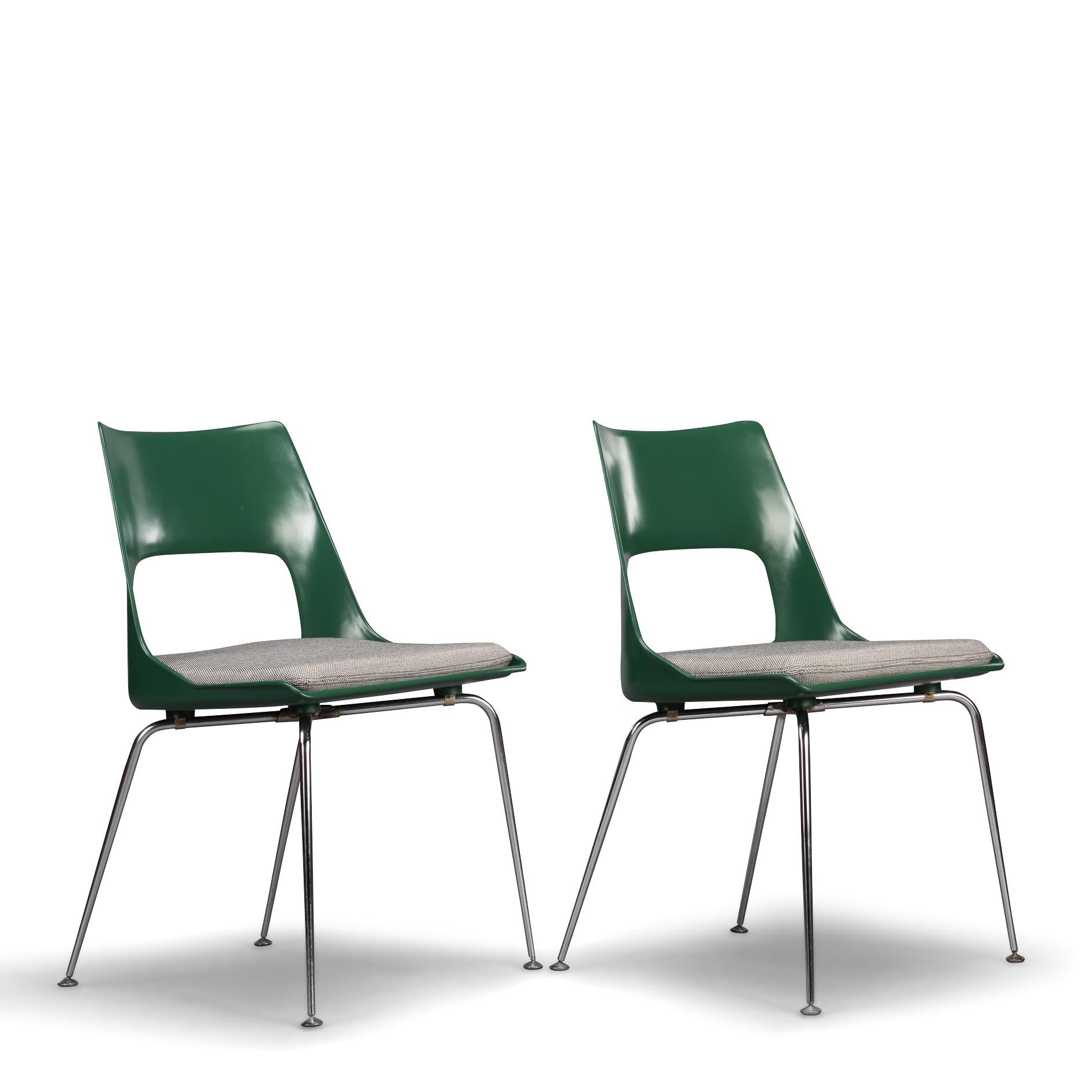 Danish Green dining chairs by Kai Korbing for Fibrex Denmark, Set of 2 13