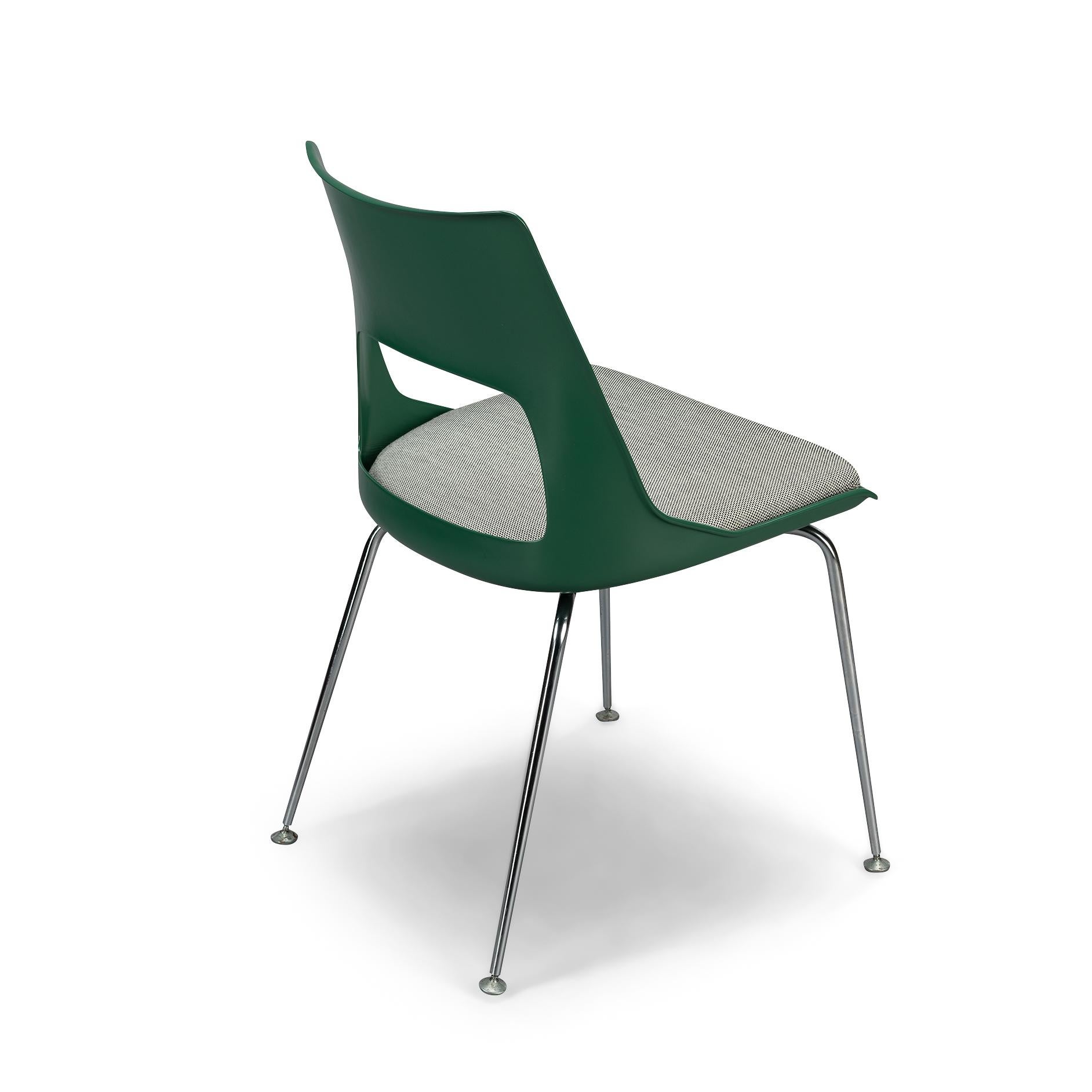 Mid-20th Century Danish Green dining chairs by Kai Korbing for Fibrex Denmark, Set of 2