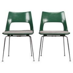 Vintage Danish Green dining chairs by Kai Korbing for Fibrex Denmark, Set of 2