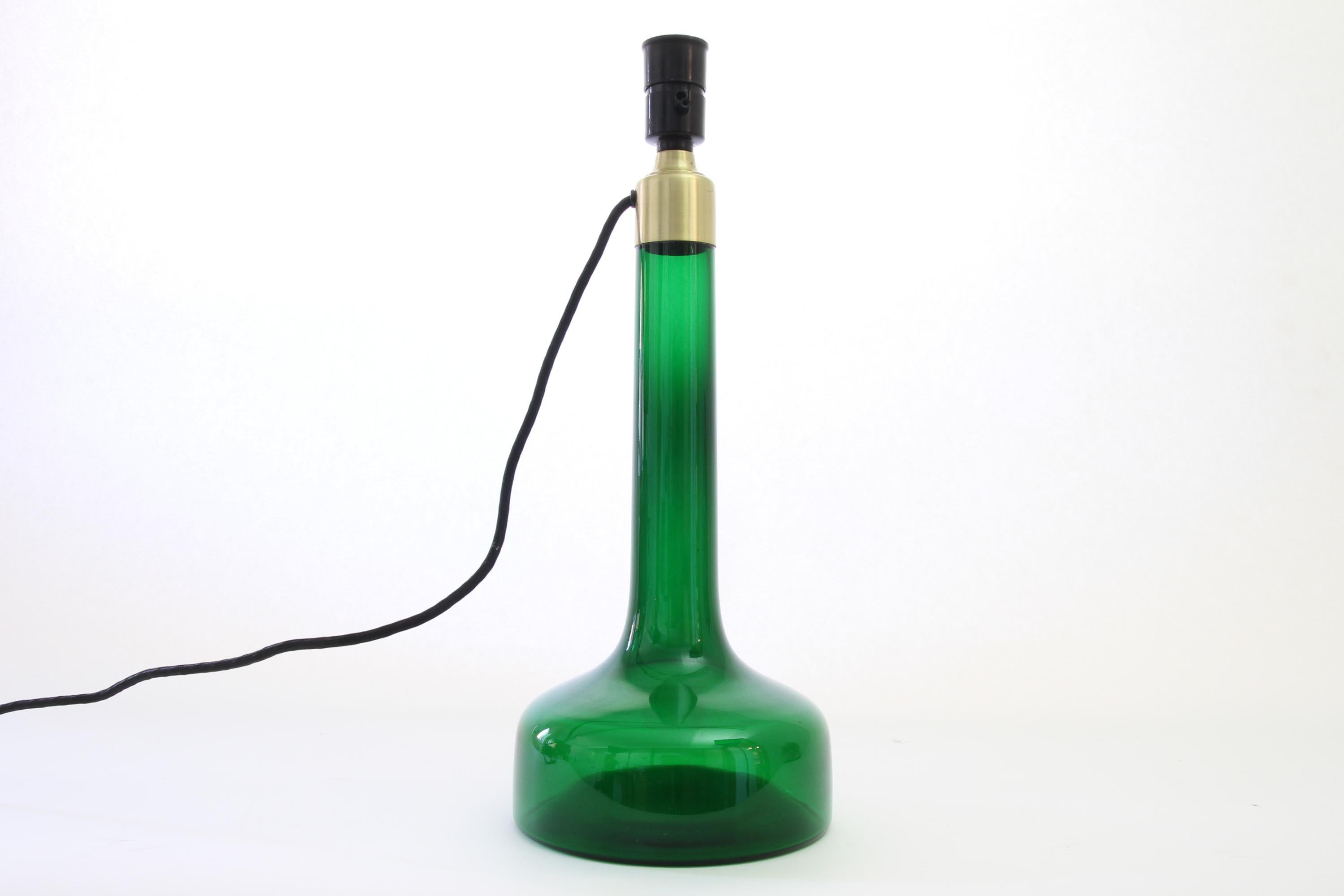 Mid-20th Century Danish Green Glass Table Lamp by Holmegaard, 1960s