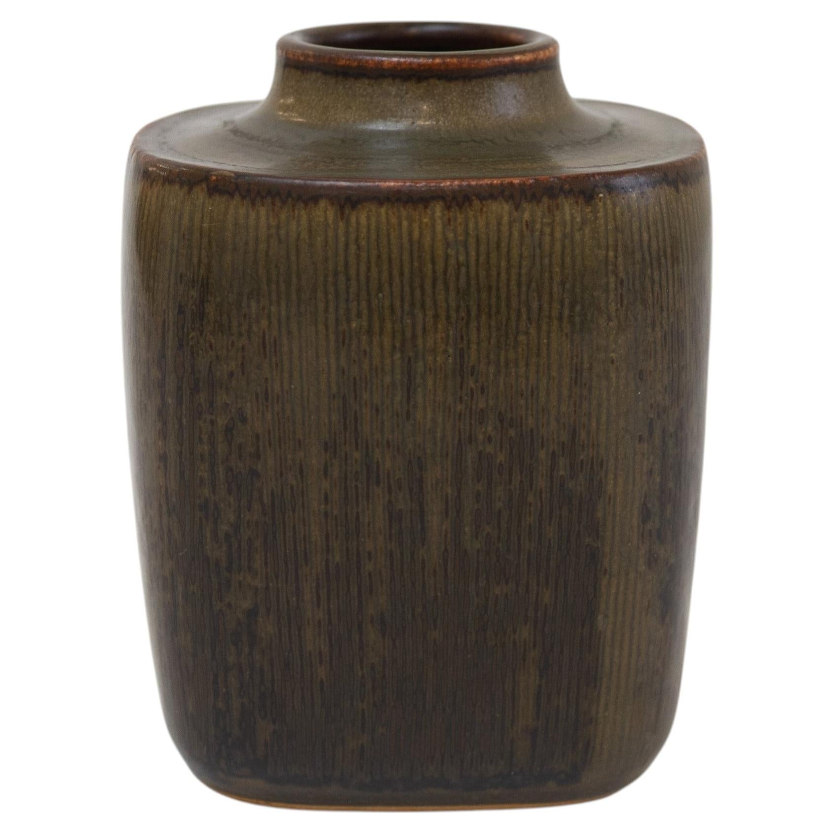 Danish Green Stoneware Vase by Valdemar Petersen for Bing & Grøndahl, 1950s. For Sale