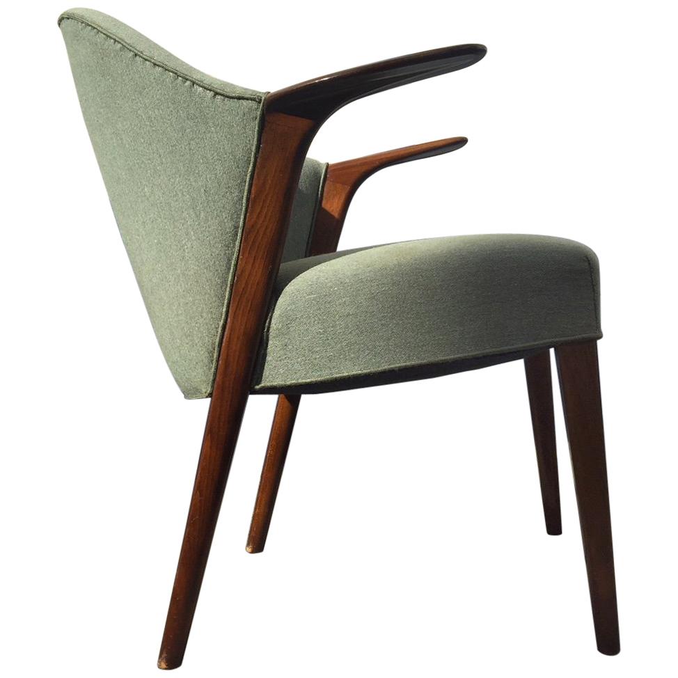Danish Green Velvet Easy Chair by Kurt Olsen for Slagelse Møbelfabrik, 1952