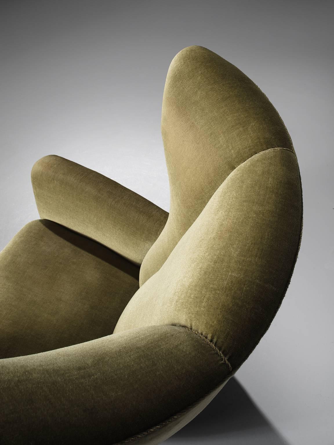 Mid-20th Century Danish Green Velvet Wingback Chair