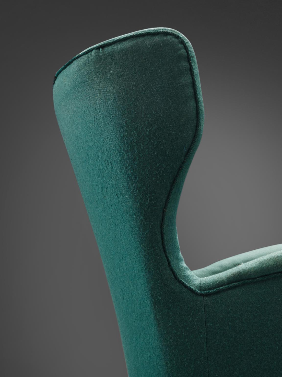 Wool Danish Green Wingback Chair