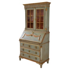 Danish Gustavian Green Secretary Cabinet, 1780s.