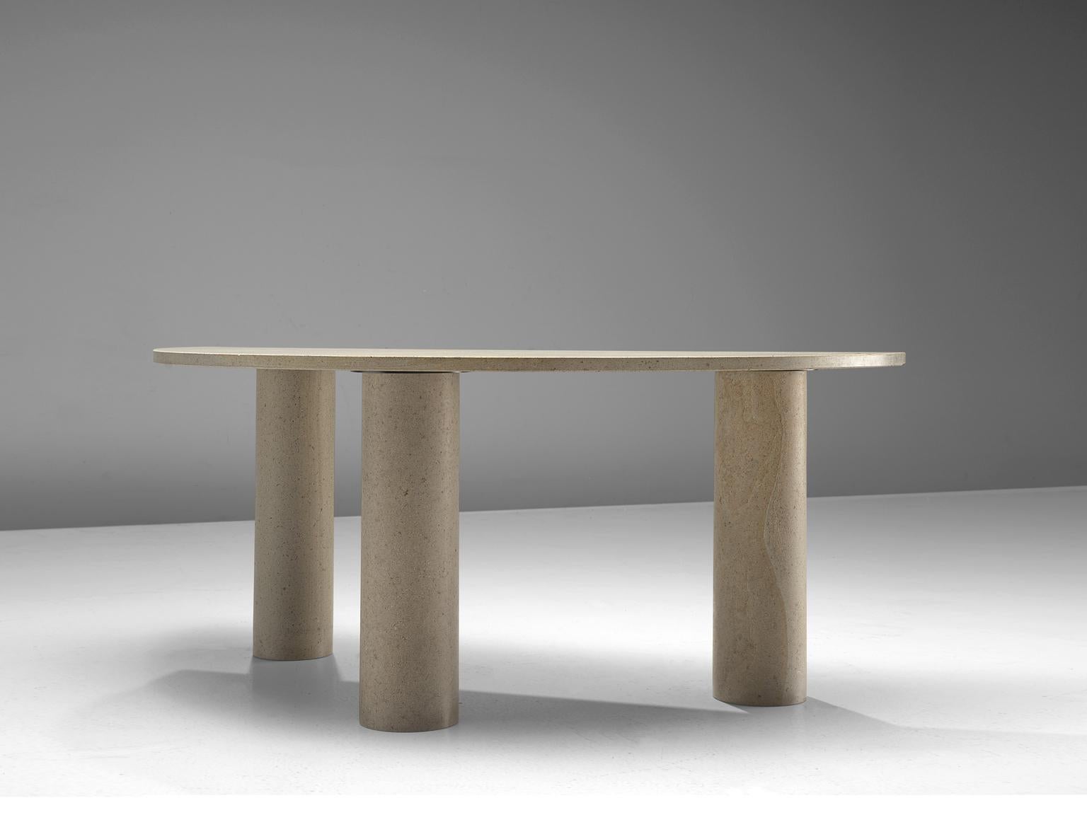 Danish Custom Made Italian Half Moon Console Table in Granite