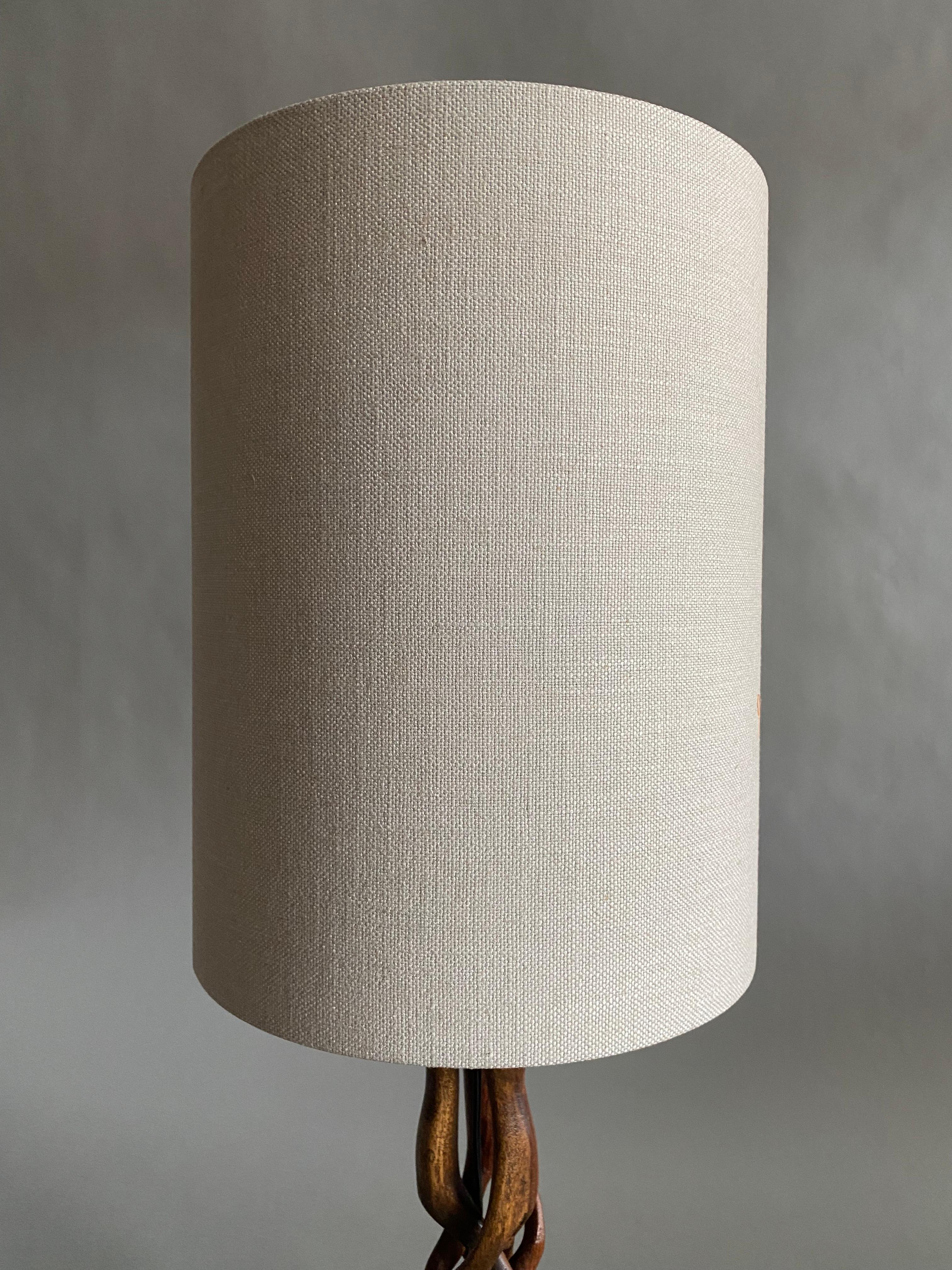 Danish Hand Carved Mid Century Modern Sculptural Wooden Table Lamp For Sale 5