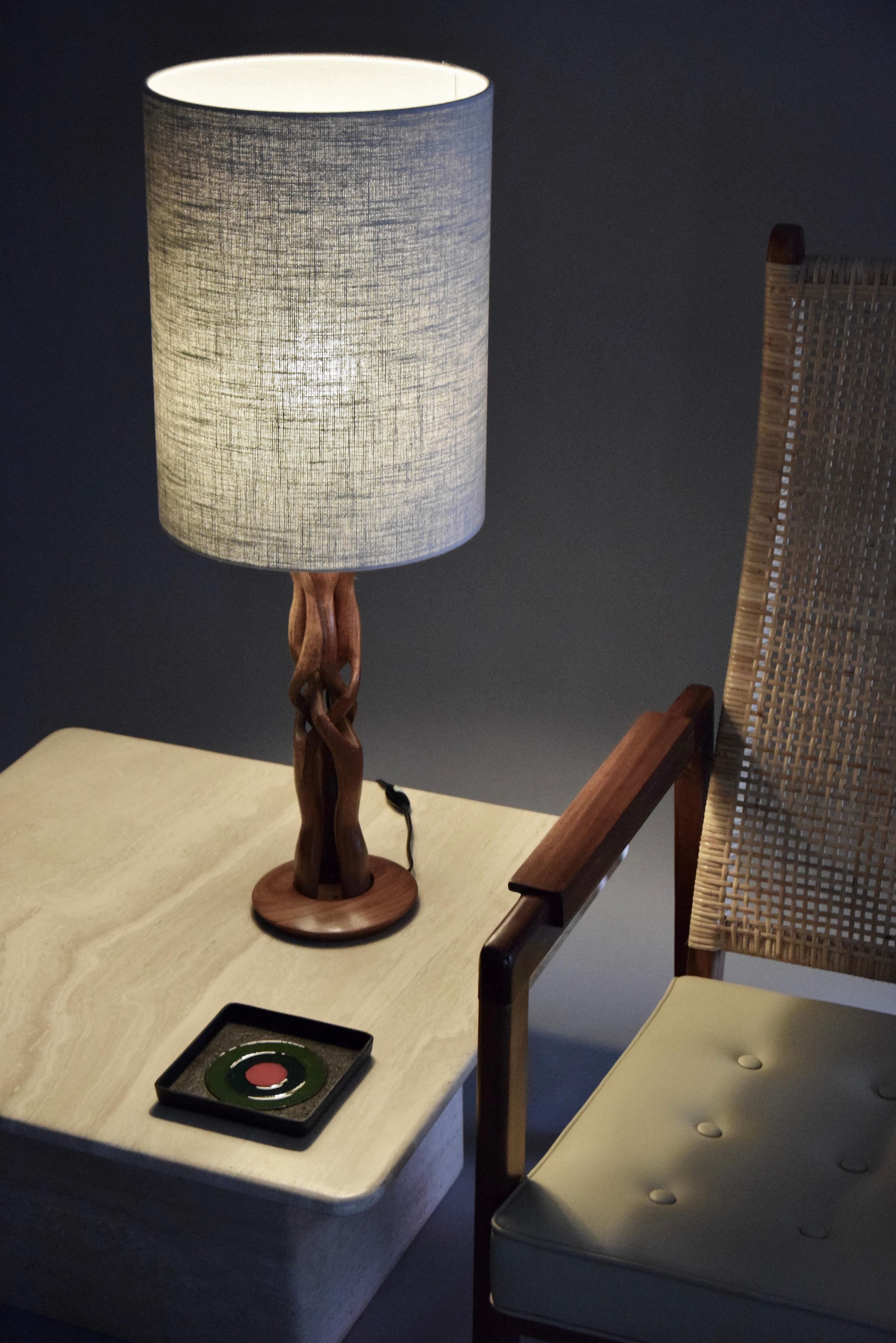 Danish Hand Carved Mid Century Modern Sculptural Wooden Table Lamp For Sale 2