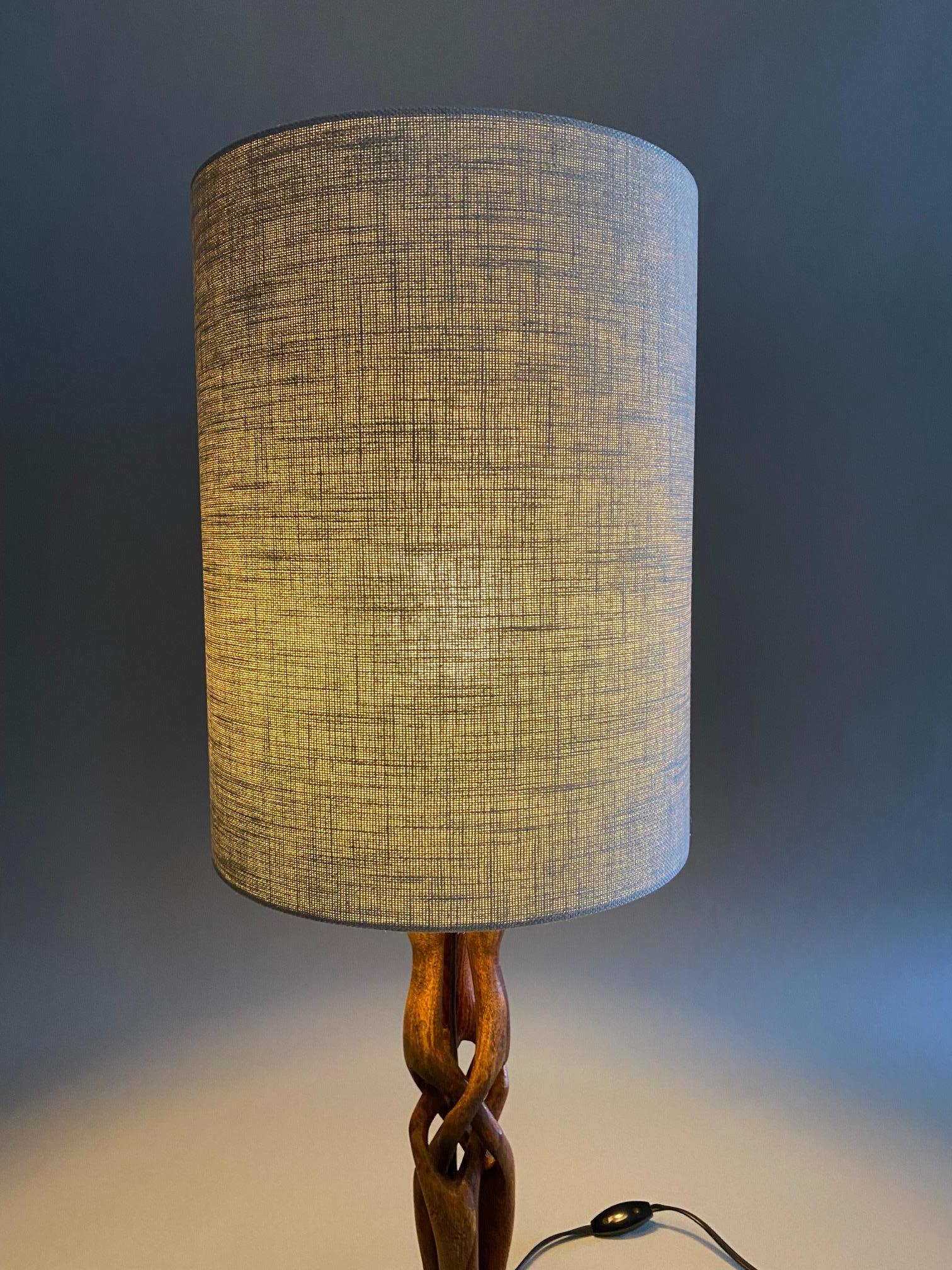 Danish Hand Carved Mid Century Modern Sculptural Wooden Table Lamp For Sale 3