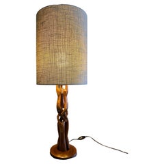 Danish Hand Carved Mid Century Modern Sculptural Wooden Table Lamp