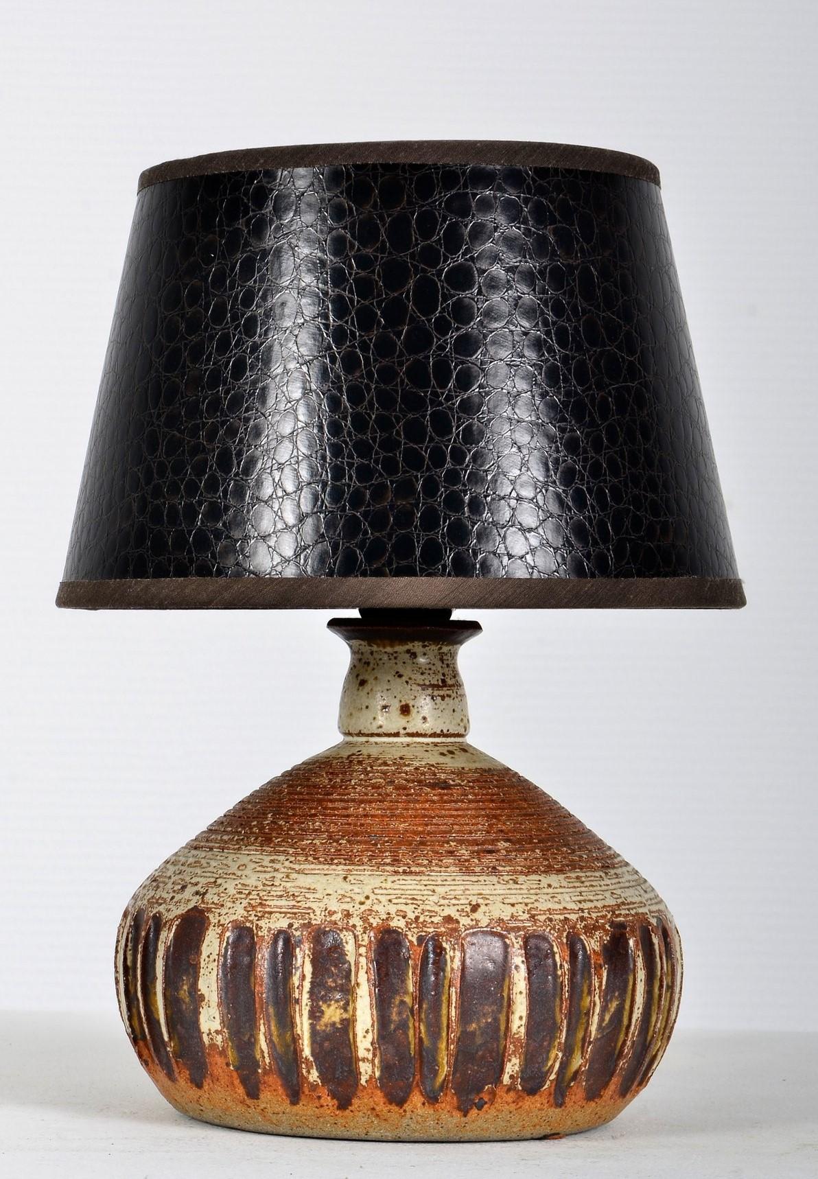 Arts and Crafts Danish Hand-Crafted Ceramic Table Lamp, Denmark, 1960s For Sale