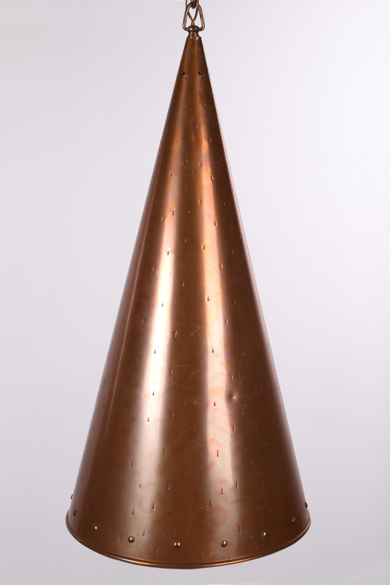 Danish Hand Hammered Copper Pendant Lamp from E.S Horn Aalestrup, 50s For Sale 5