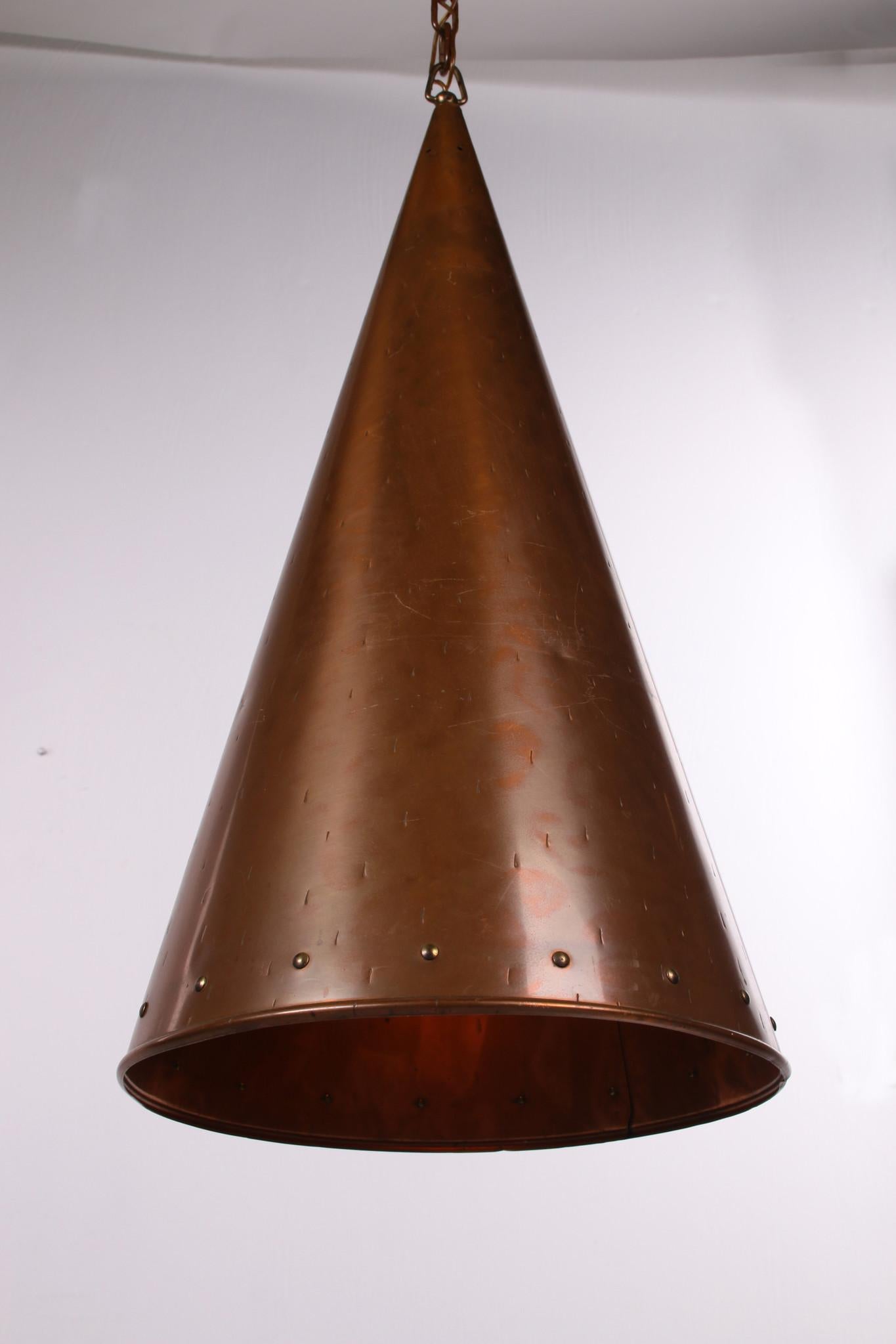 Danish Hand Hammered Copper Pendant Lamp from E.S Horn Aalestrup, 50s For Sale 7