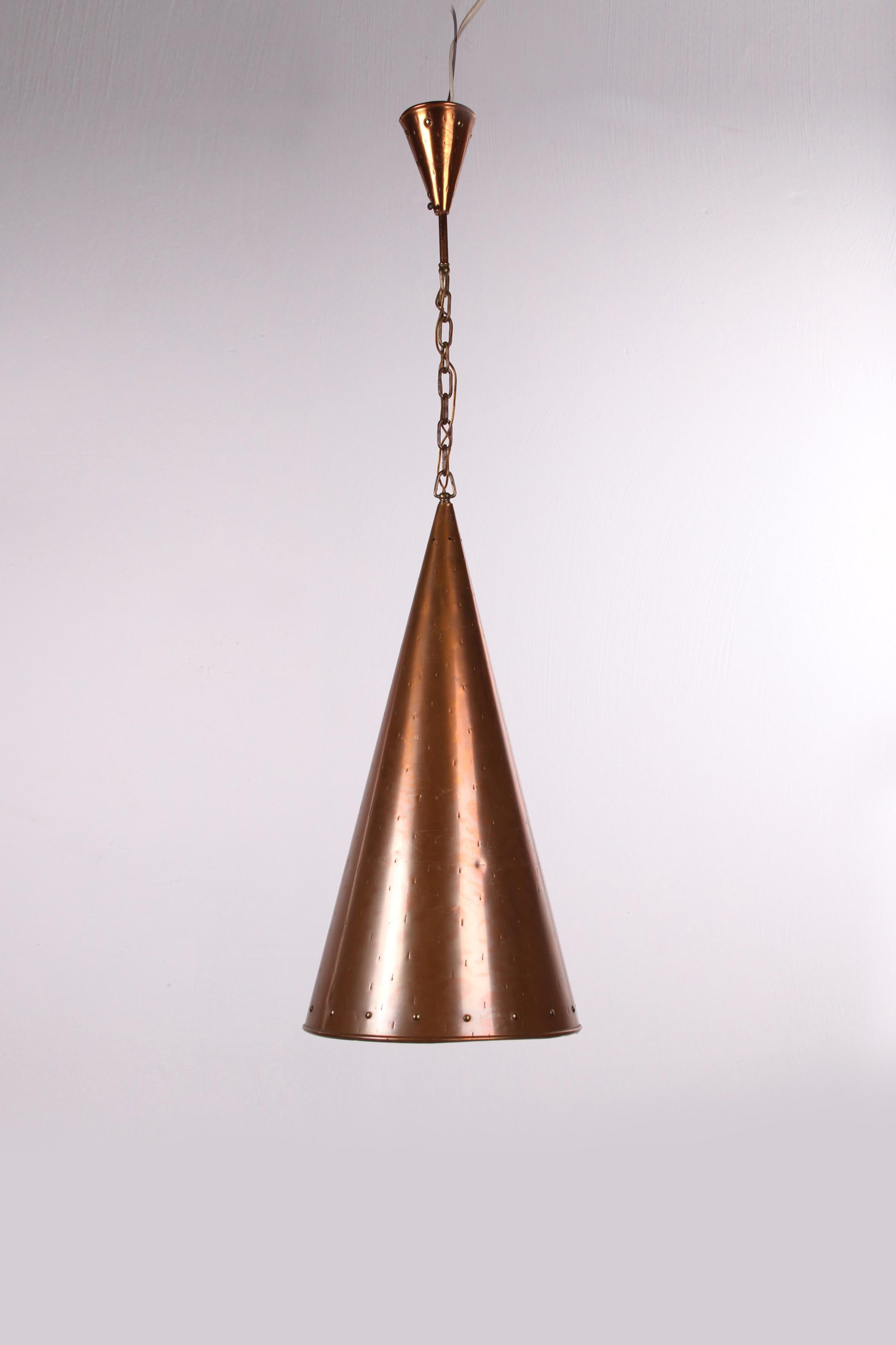 Danish Hand Hammered Copper Pendant Lamp from E.S Horn Aalestrup, 50s For Sale 9