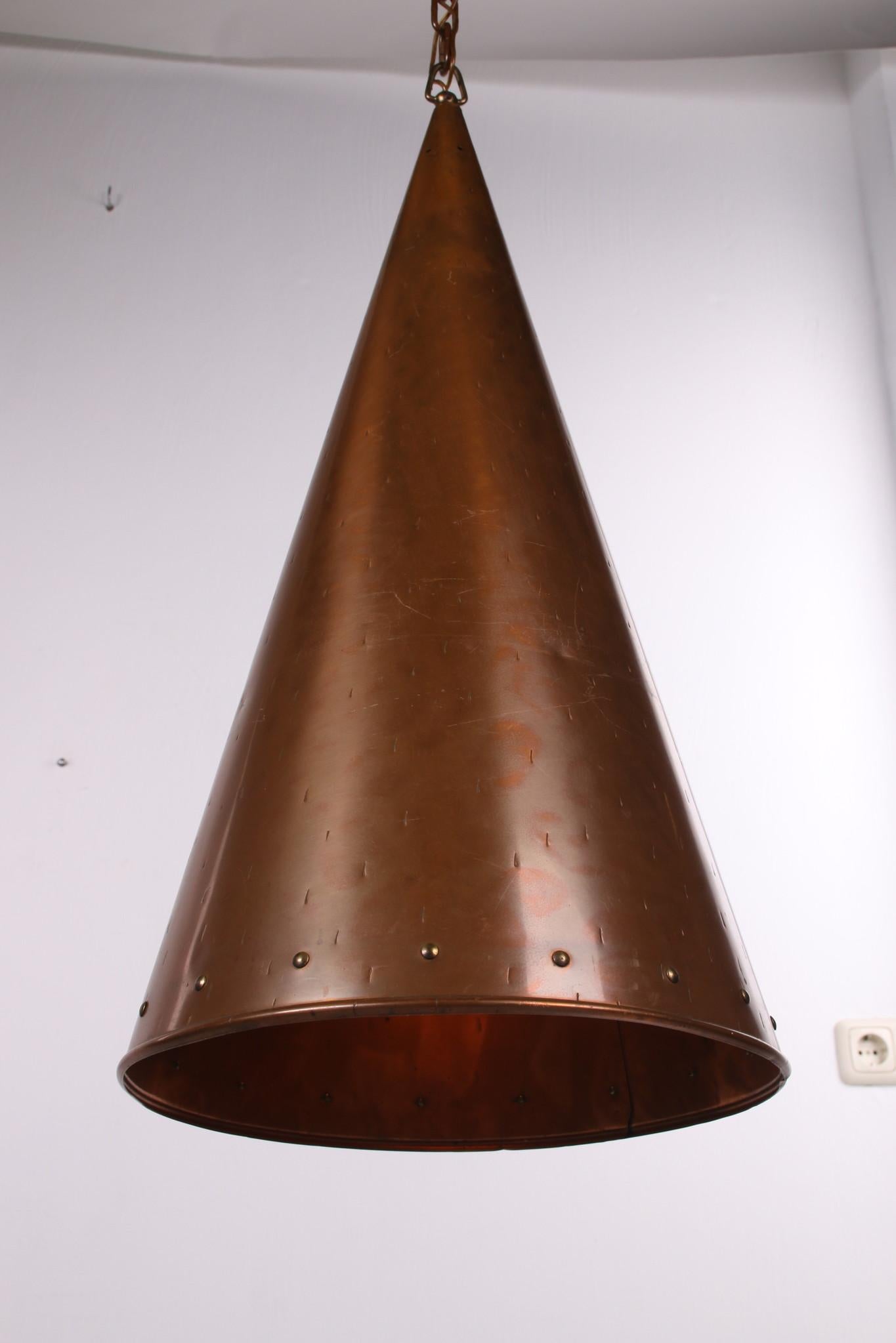 Danish Hand Hammered Copper Pendant Lamp from E.S Horn Aalestrup, 50s For Sale 4