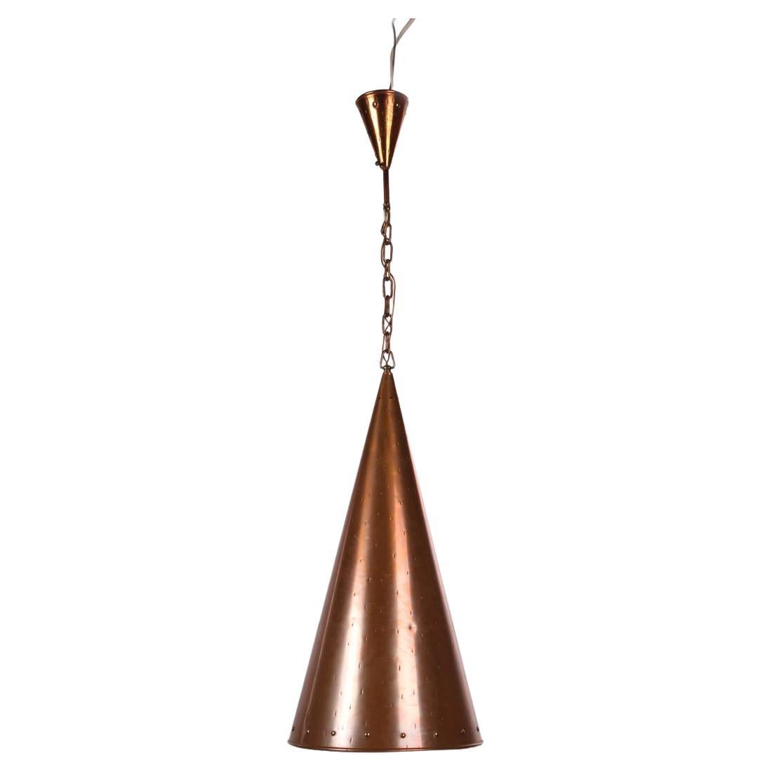 Danish Hand Hammered Copper Pendant Lamp from E.S Horn Aalestrup, 50s For Sale