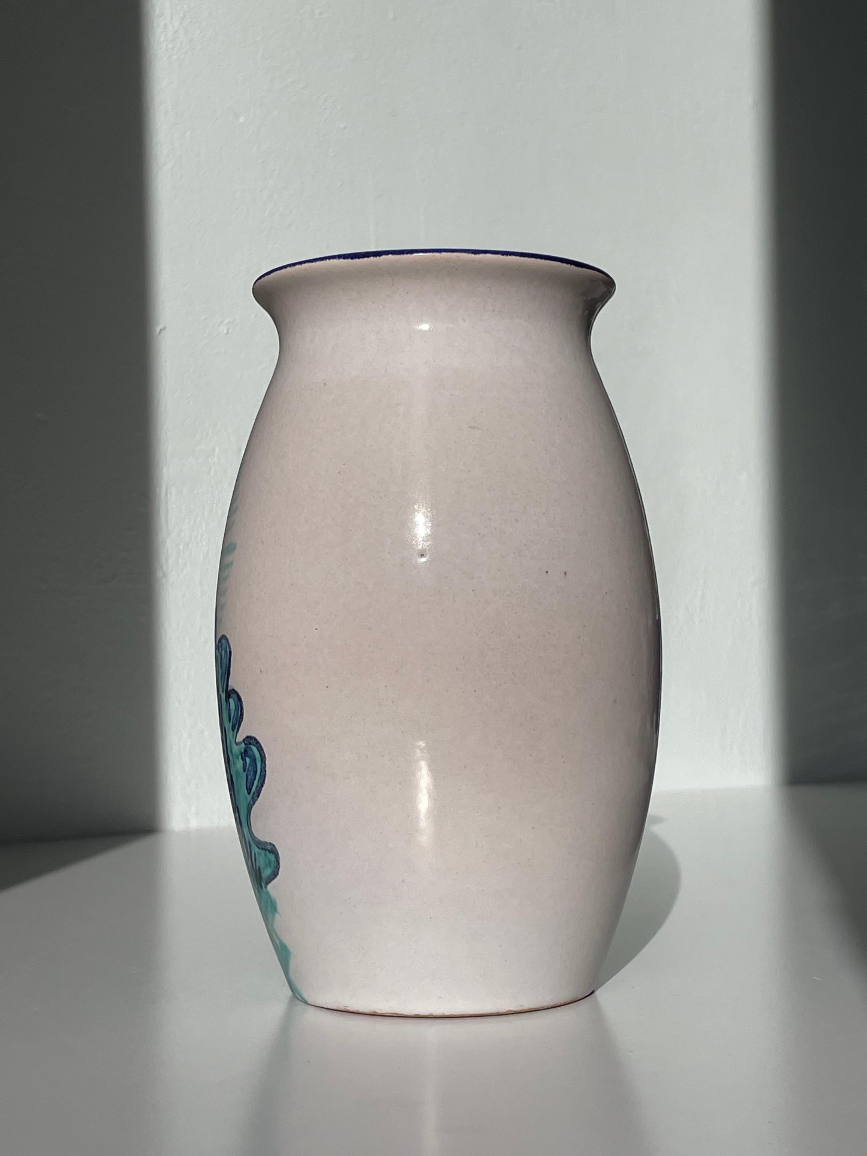 Danish Søholm 1940s Hand-Painted Vase with Medieval Church Decor For Sale