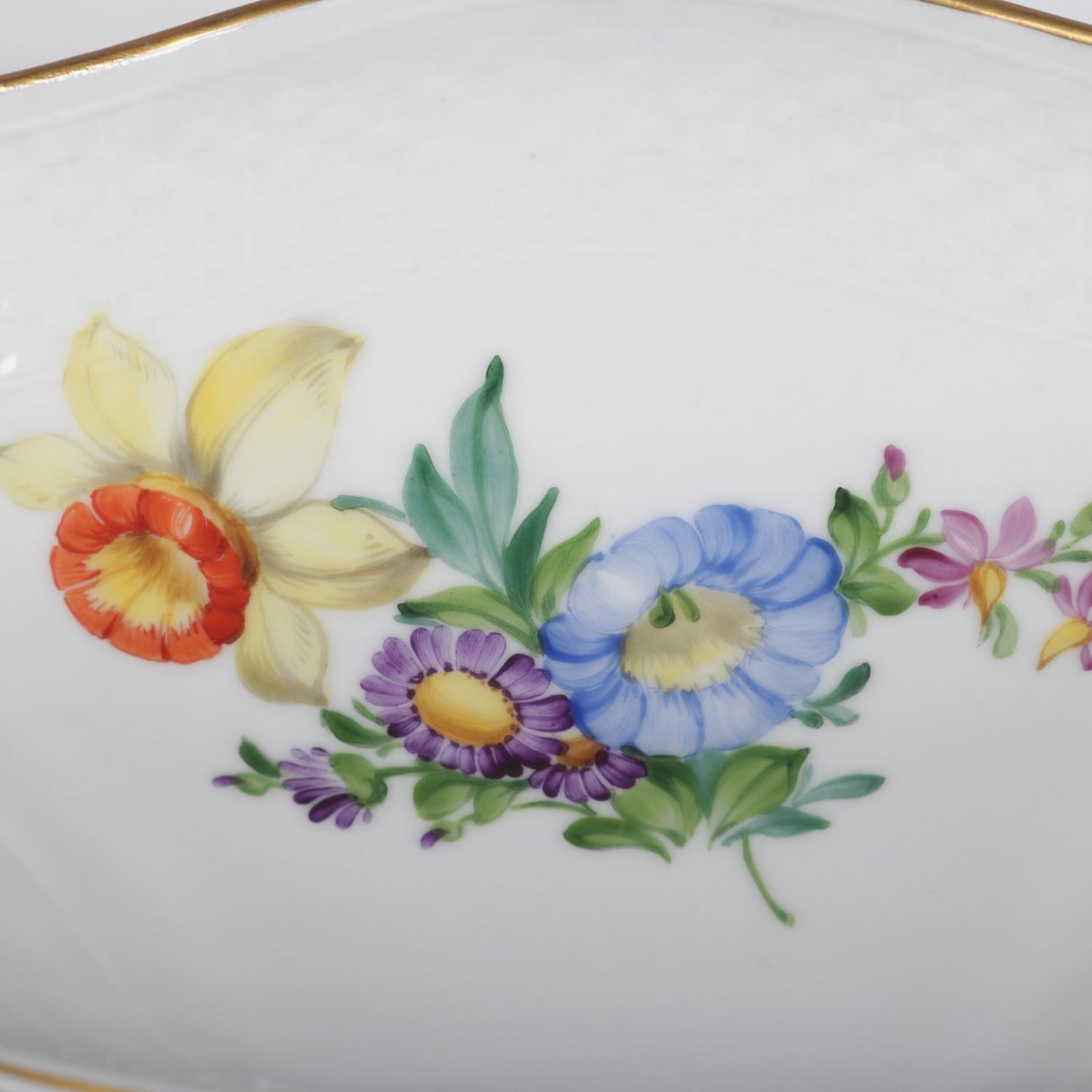 Danish Hand Painted and Gilt Floral Royal Copenhagen Porcelain Center Bowl 6