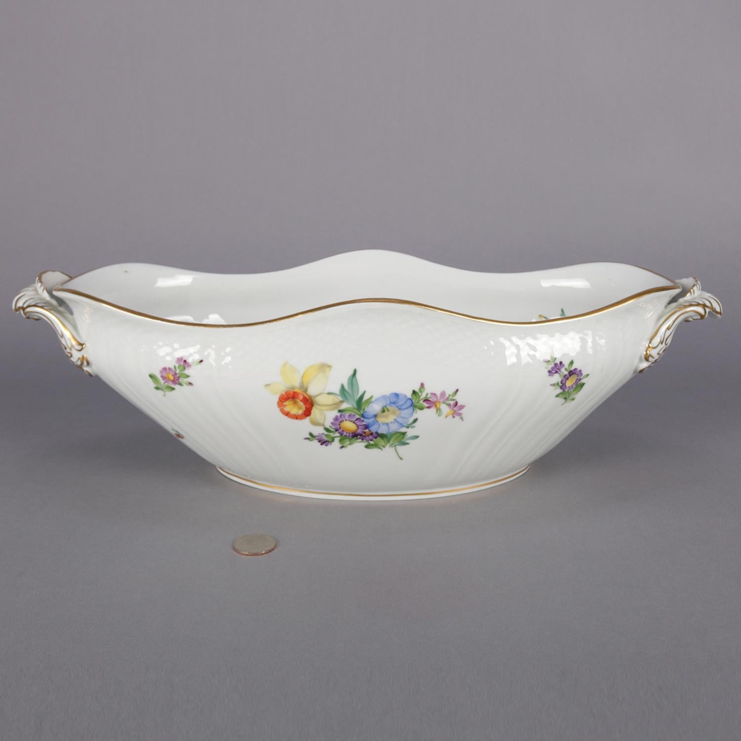 Danish Hand Painted and Gilt Floral Royal Copenhagen Porcelain Center Bowl 3