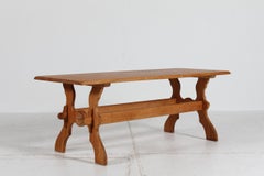 Danish Handcrafted Kjærnulf Style Brutalist Coffee Table of Solid Oak 1940