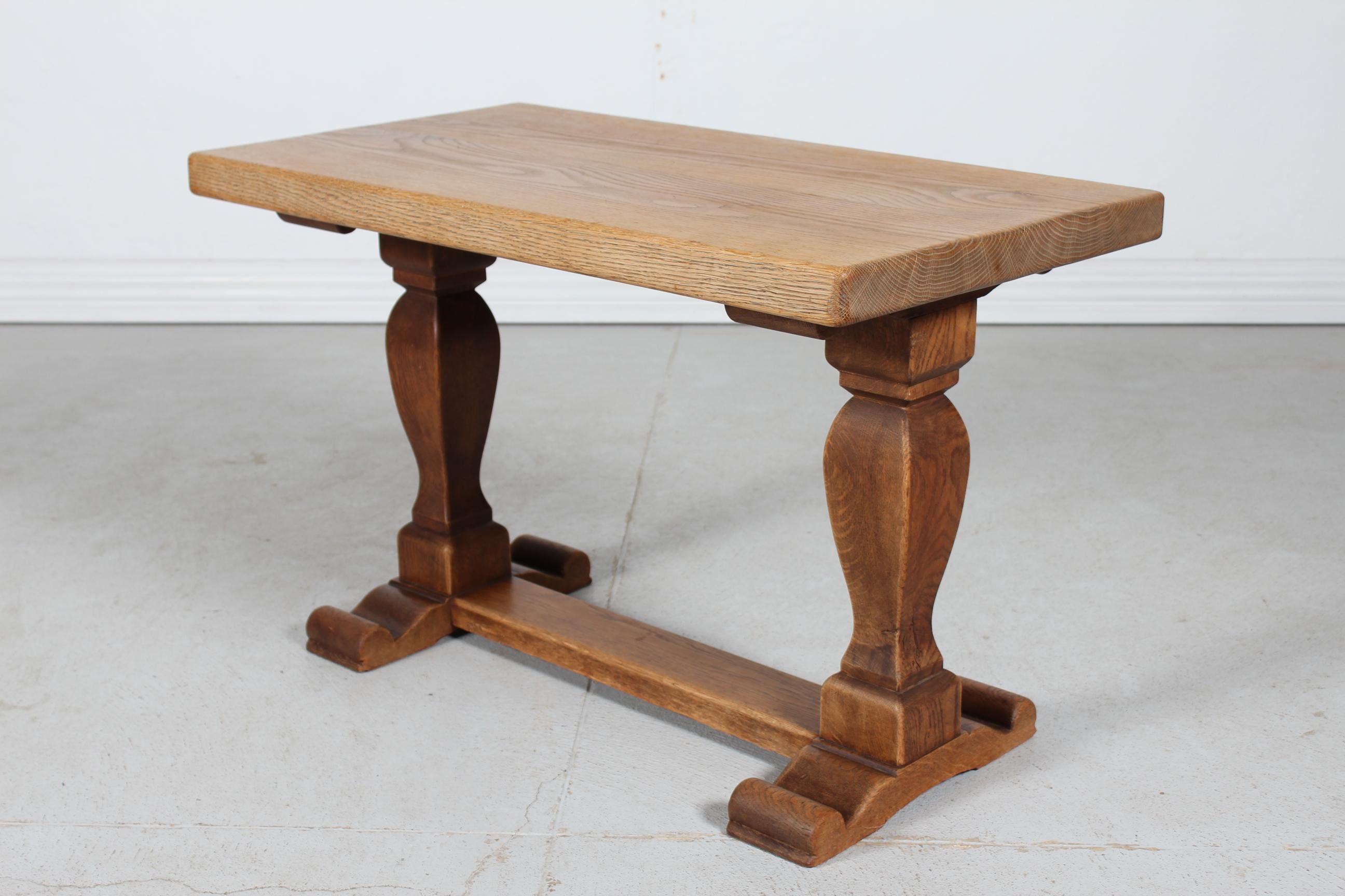 Mid-20th Century Danish Handcrafted Kjærnulf Style Brutalist Coffee Table of Solid Oak 1940