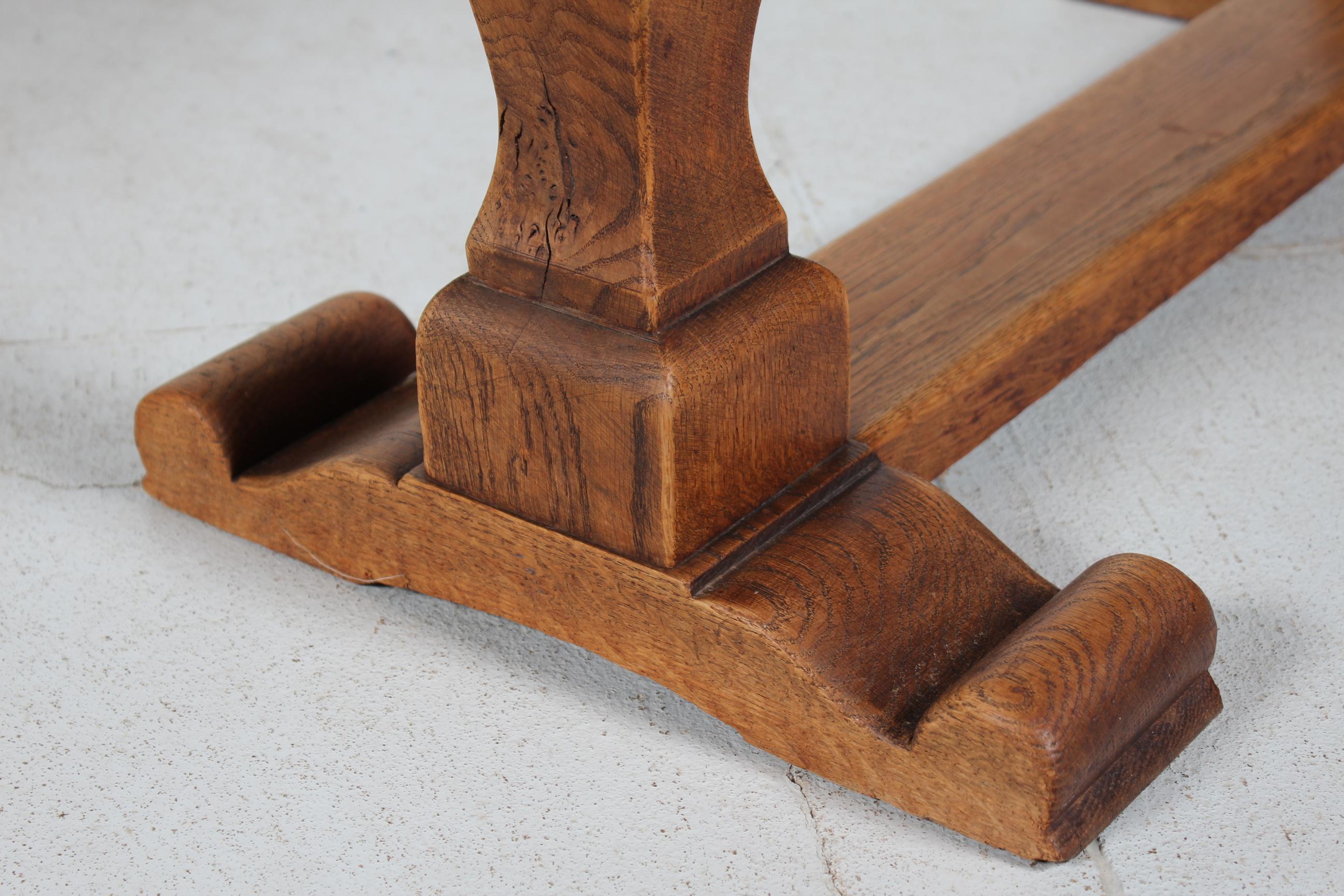 Danish Handcrafted Kjærnulf Style Brutalist Coffee Table of Solid Oak 1940 1