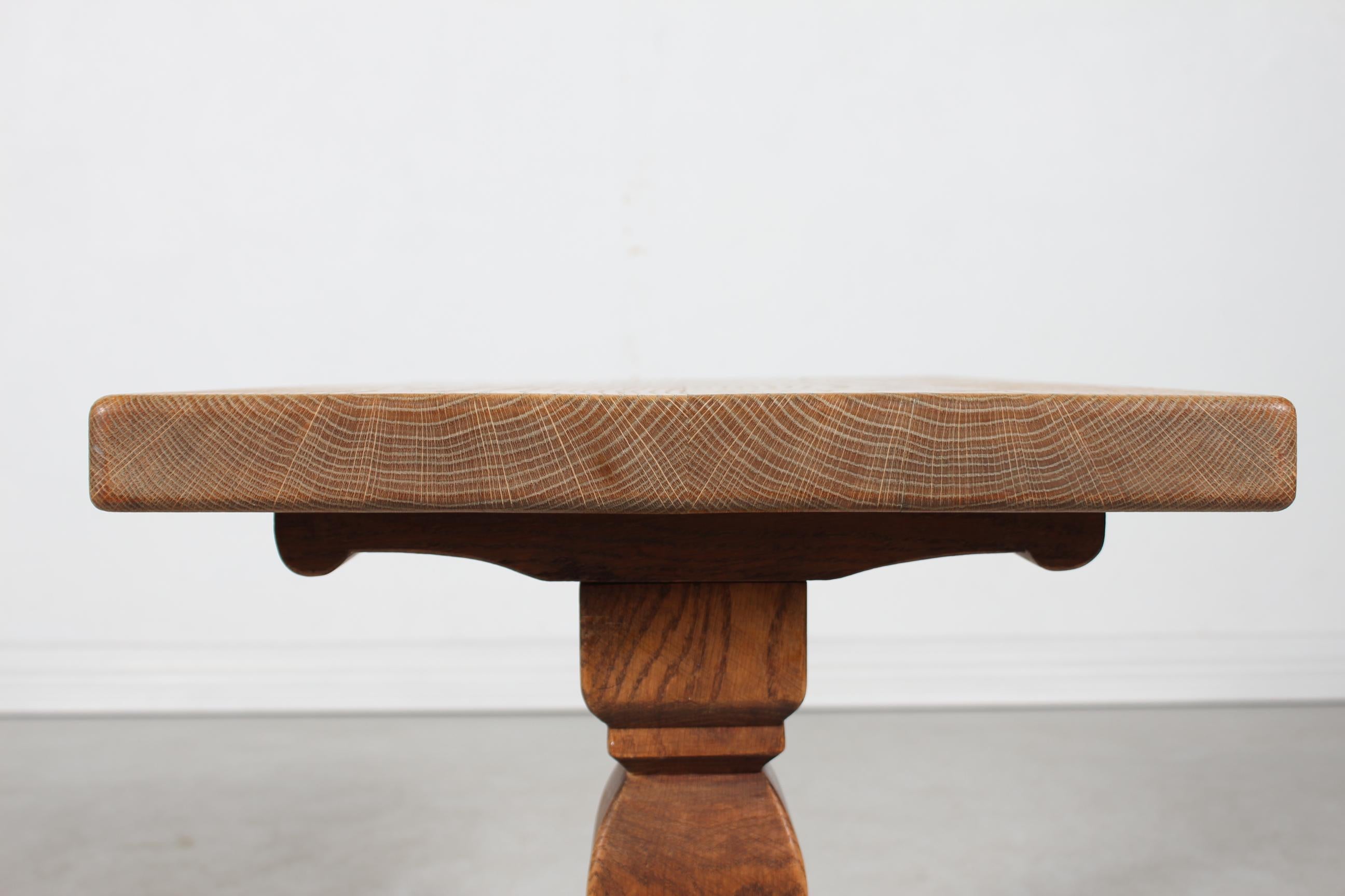 Danish Handcrafted Kjærnulf Style Brutalist Coffee Table of Solid Oak 1940 2