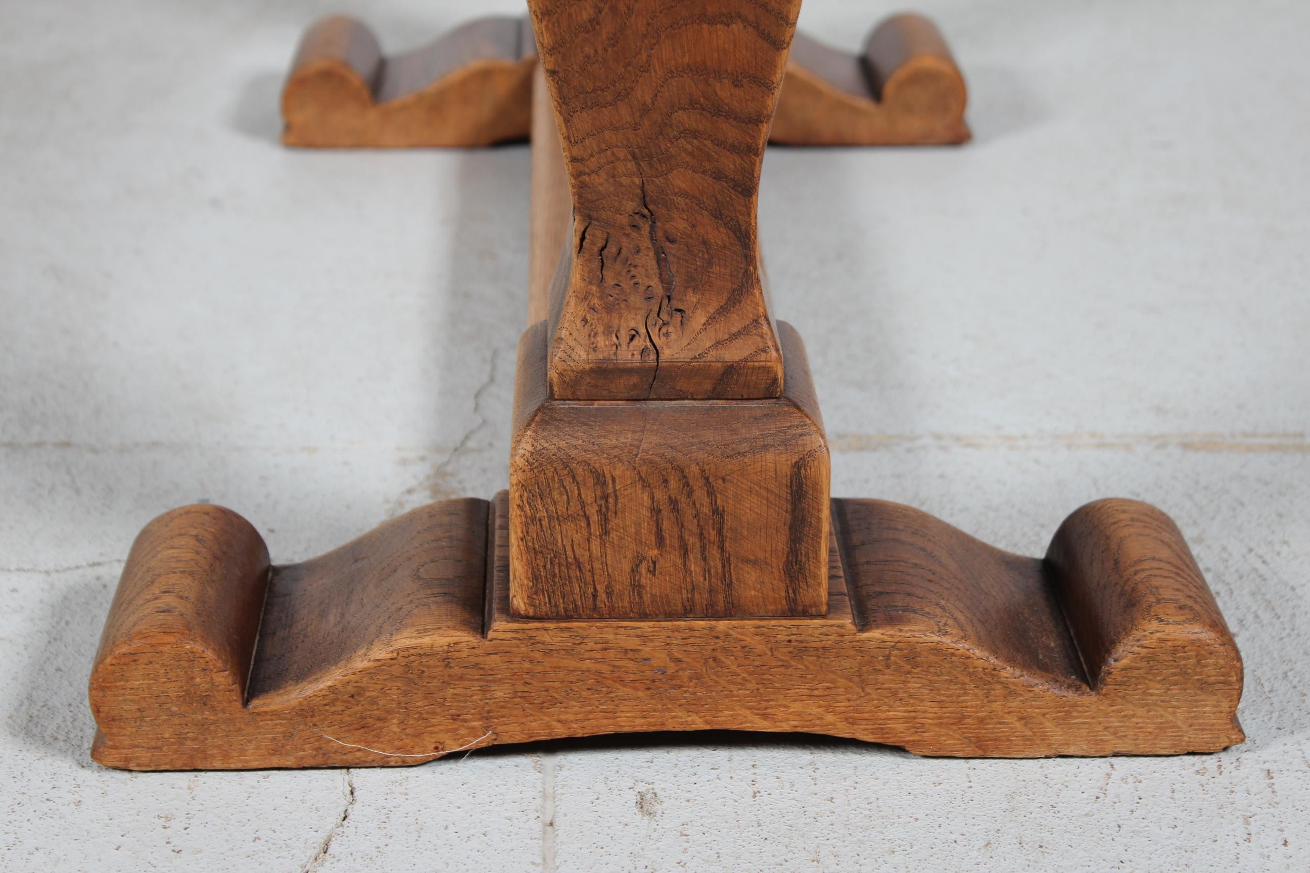 Danish Handcrafted Kjærnulf Style Brutalist Coffee Table of Solid Oak 1940 3