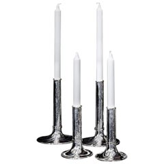 Danish Handcrafted Sterling Silver Candlesticks Large