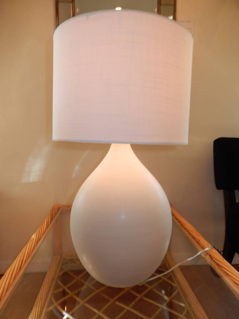 Scandinavian Modern Danish Handcrafted White Studio Pottery Table Lamp