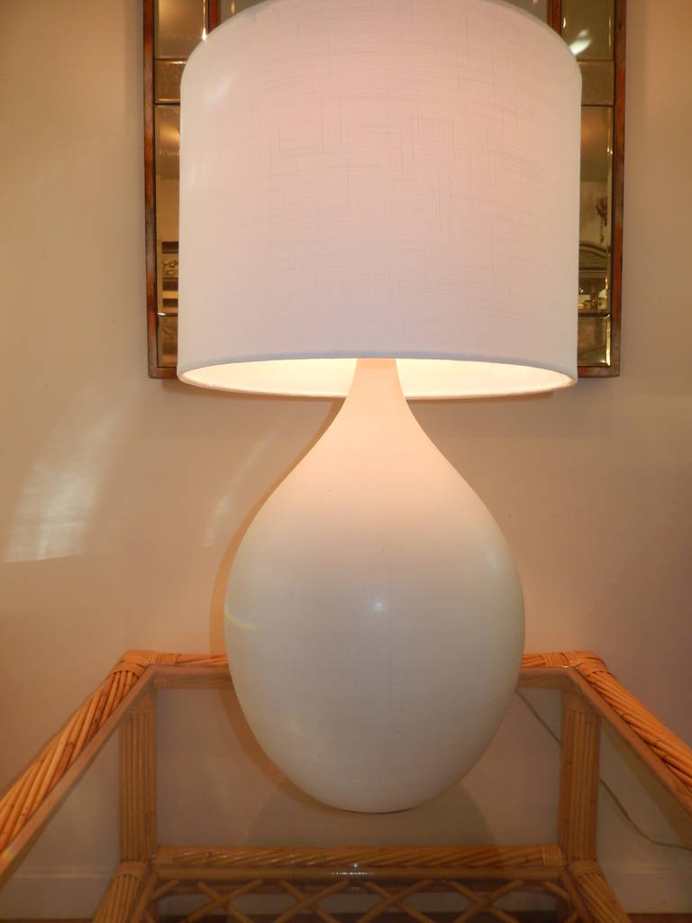 Hand-Crafted Danish Handcrafted White Studio Pottery Table Lamp