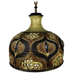 Vintage Danish Handmade Ceramic Hanging Lamp