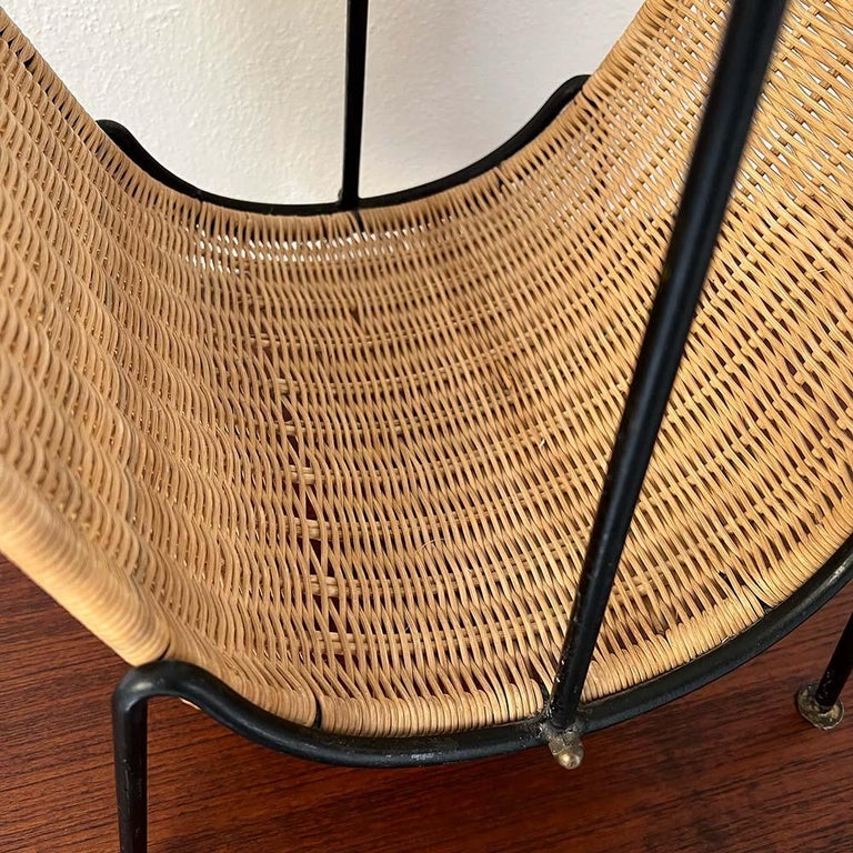 Danish Handwoven Rattan Magazine Rack, 1960s For Sale at 1stDibs