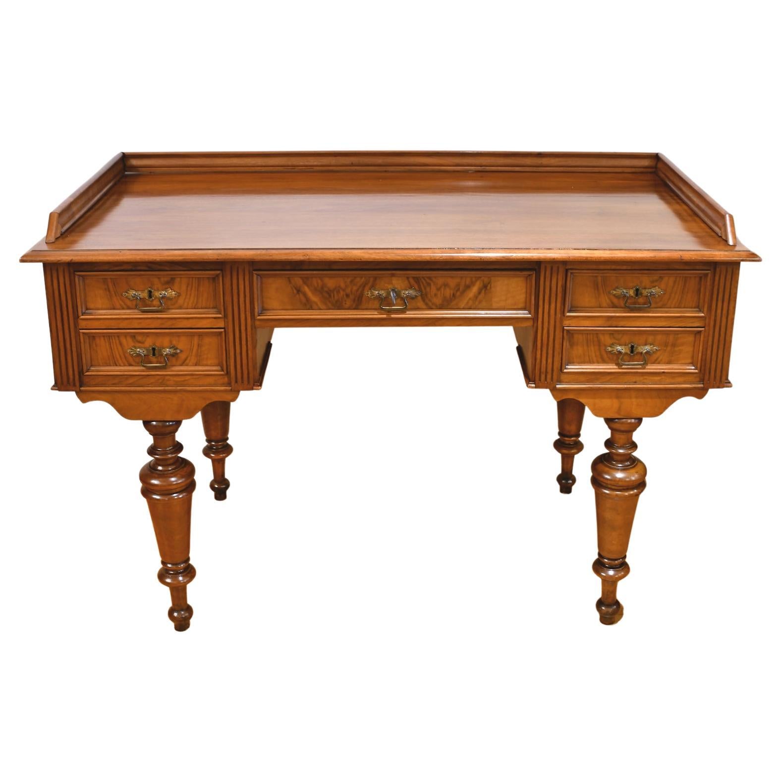 Antique Danish "Hans Christian Andersen" Desk or Writing Table in Figured Walnut For Sale