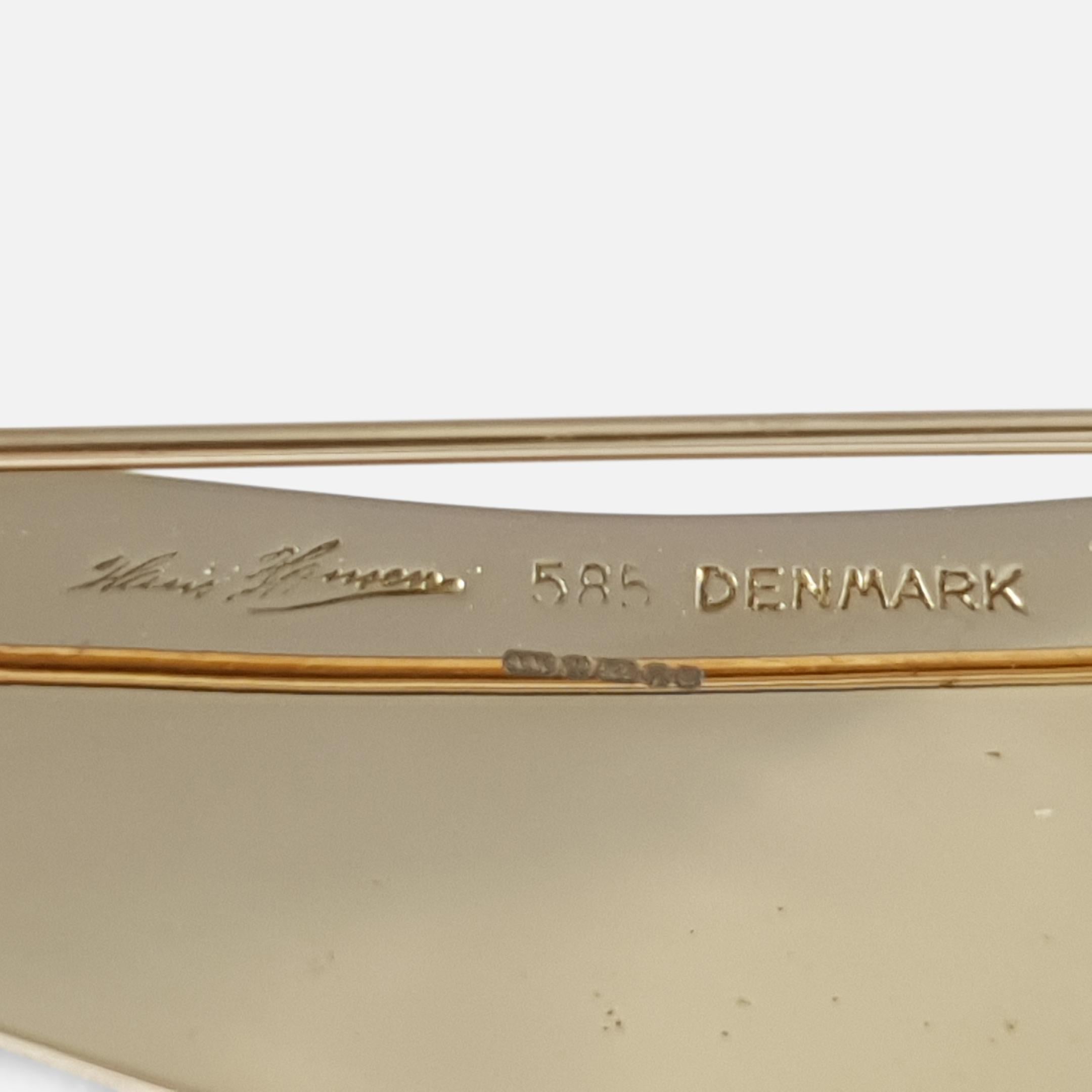 Women's Danish Hans Hansen 14 Carat Yellow Gold Boomerang Style Brooch