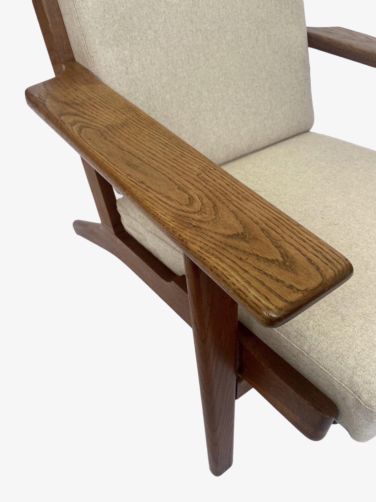 Danish Hans J. Wegner Ge 290 Oak And Cream Wool Lounge Armchair For Getama  8