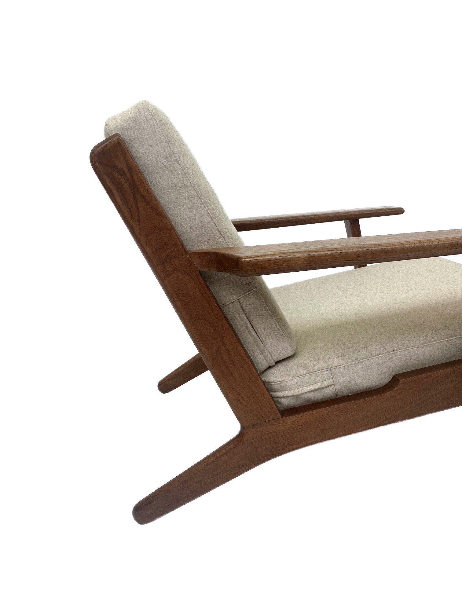 Danish Hans J. Wegner Ge 290 Oak And Cream Wool Lounge Armchair For Getama  9