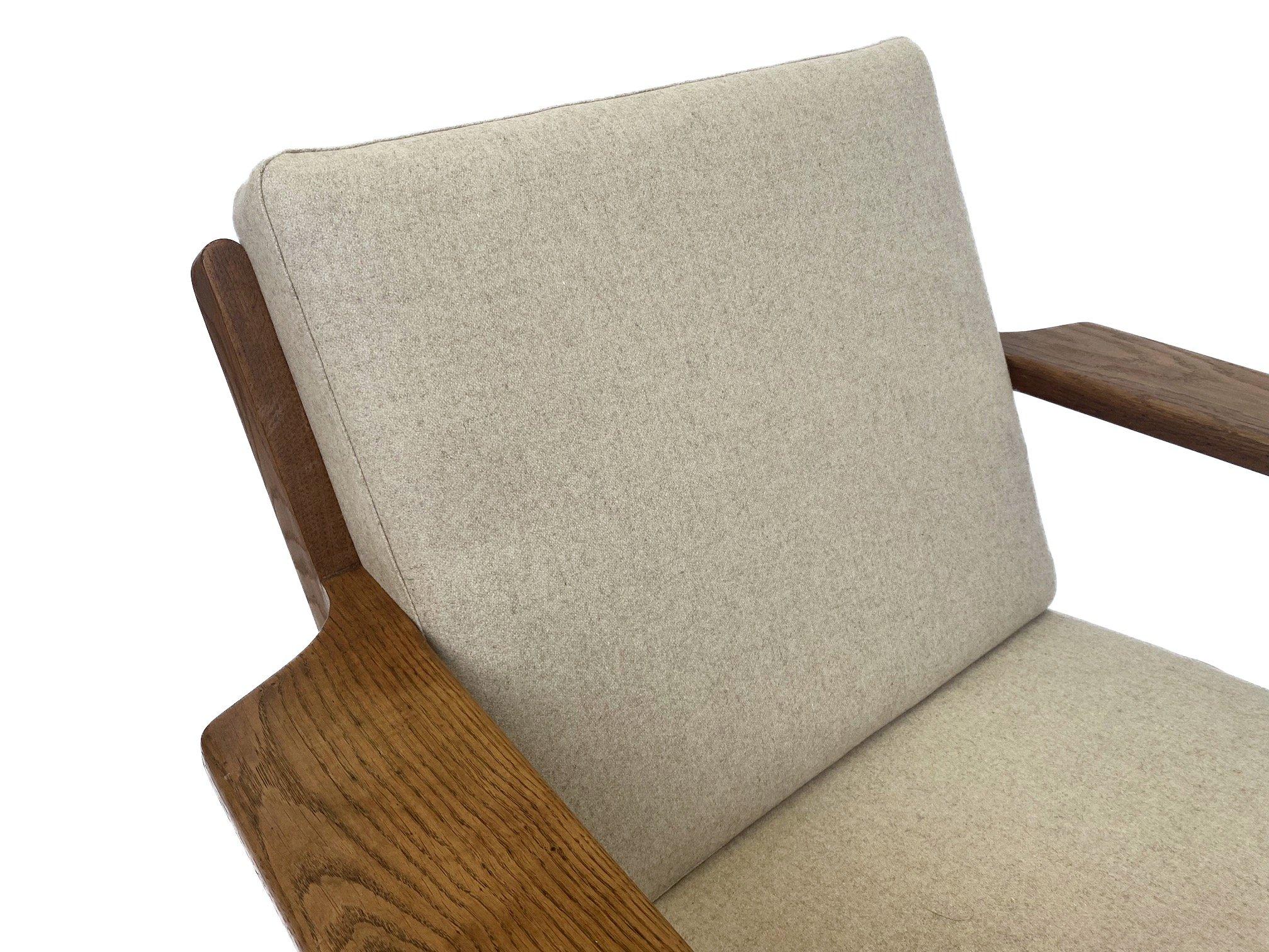 Danish Hans J. Wegner Ge 290 Oak And Cream Wool Lounge Armchair For Getama  10