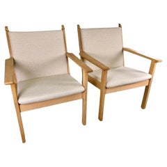 Vintage Danish Hans J. Wegner Set of Two GE-284 Jubilee Lounge Chairs in Oak by GETAMA