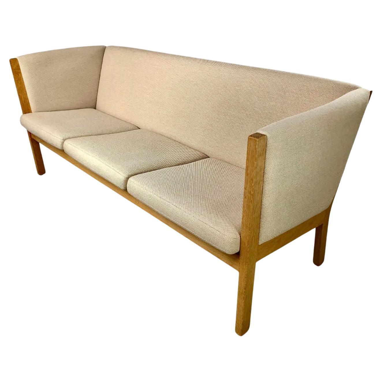 Danish Hans J. Wegner Three-Seat GE-285 Jubilee Sofa in Oak and Fabric by GETAMA For Sale