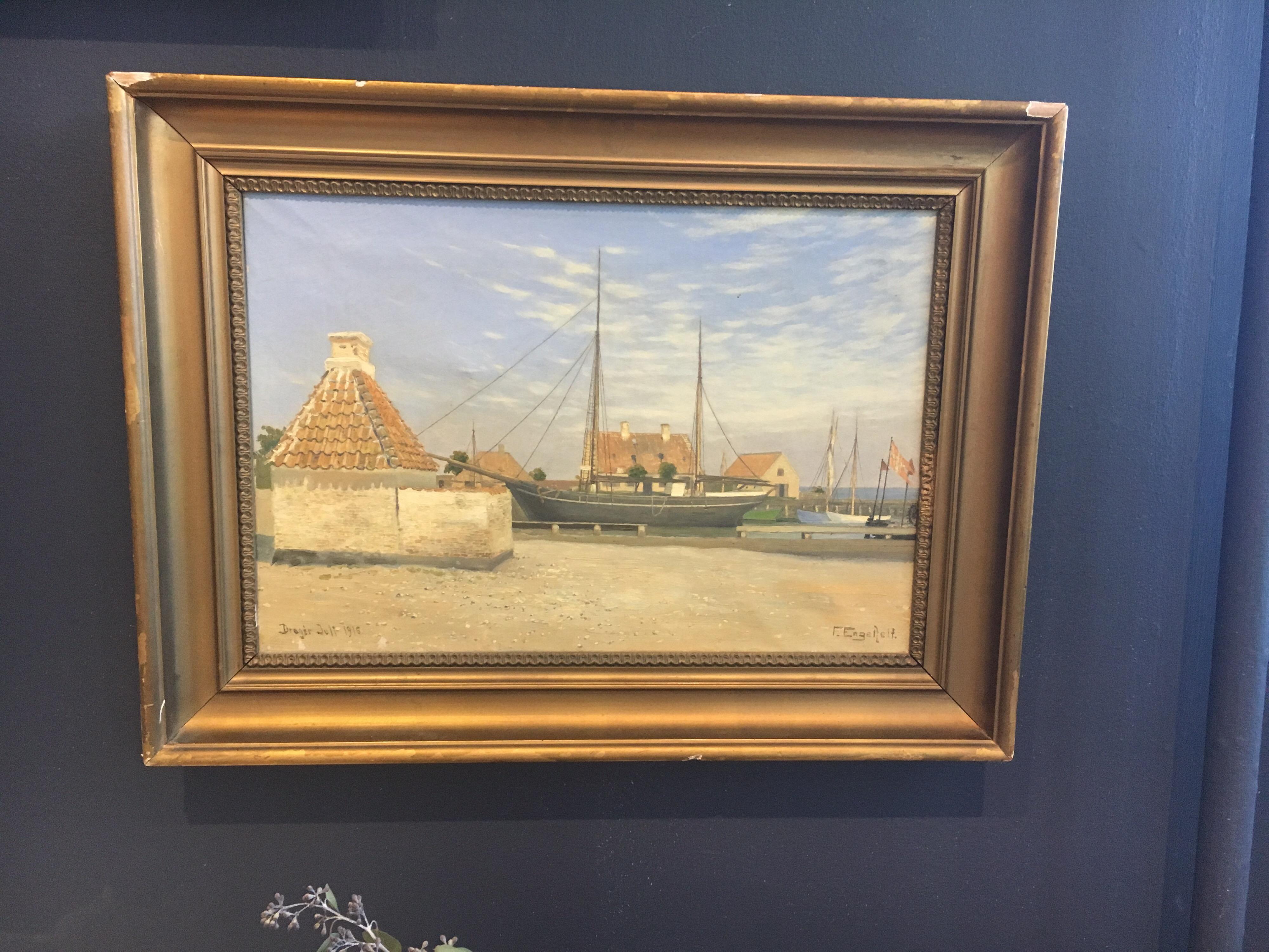 20th Century Danish Harbor Scene For Sale